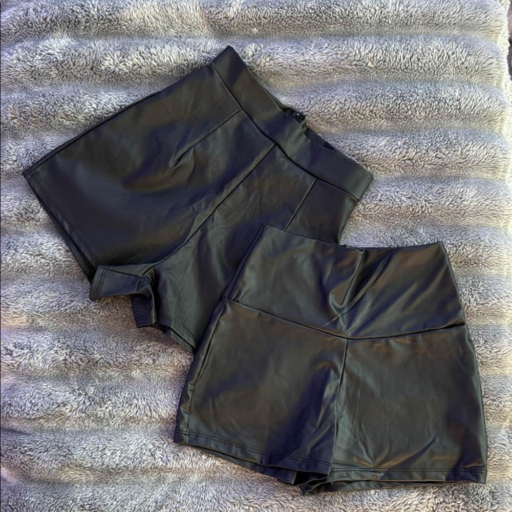 Black Faux Leather Women's Shorts - Picture 7 of 7